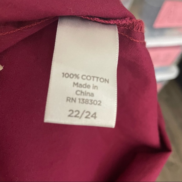 Chico’s Top Blouse Women Size 22/24 Button Up Non-Iron Wine Color Tunic Plus - Picture 11 of 11